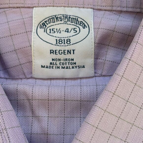 Brooks Brothers 1818 Regent All Cotton Non Iron Button Down Shirt Purple Plaid - Picture 4 of 7